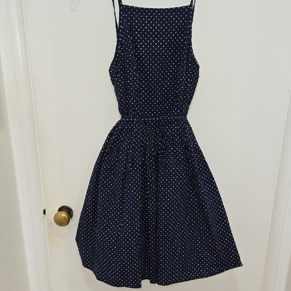 Charlotte Russe Navy Polka Dot Fit & Flare Mini Dress